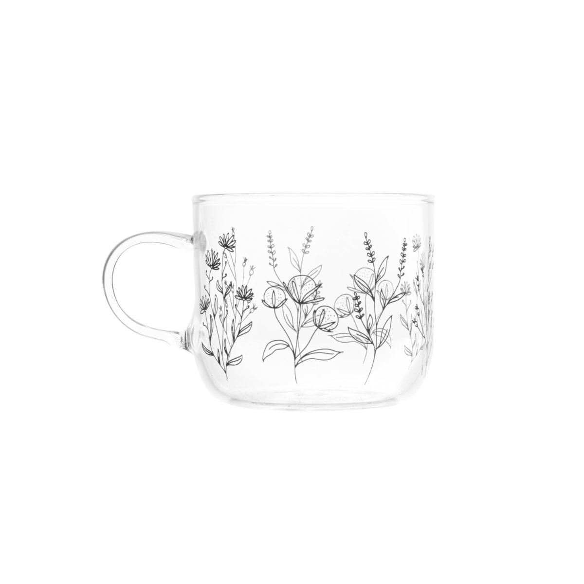 CANECA DE VIDRO RESISTENTE AO CALOR  - FLOR - 120ML