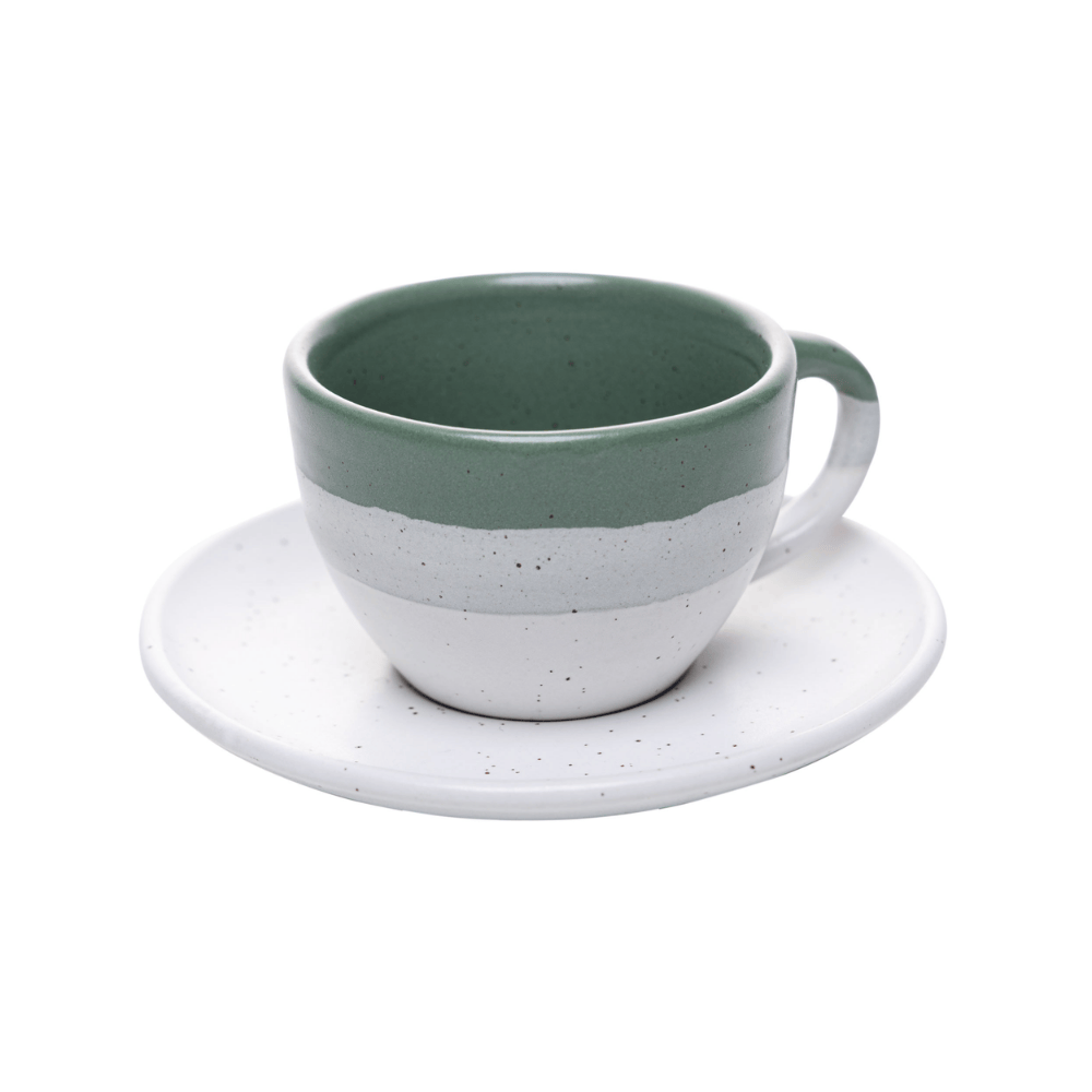 CONJUNTO 4 XICARAS DE CAFE COM PIRES OMBRE VERDE CERAMICA – 85ML