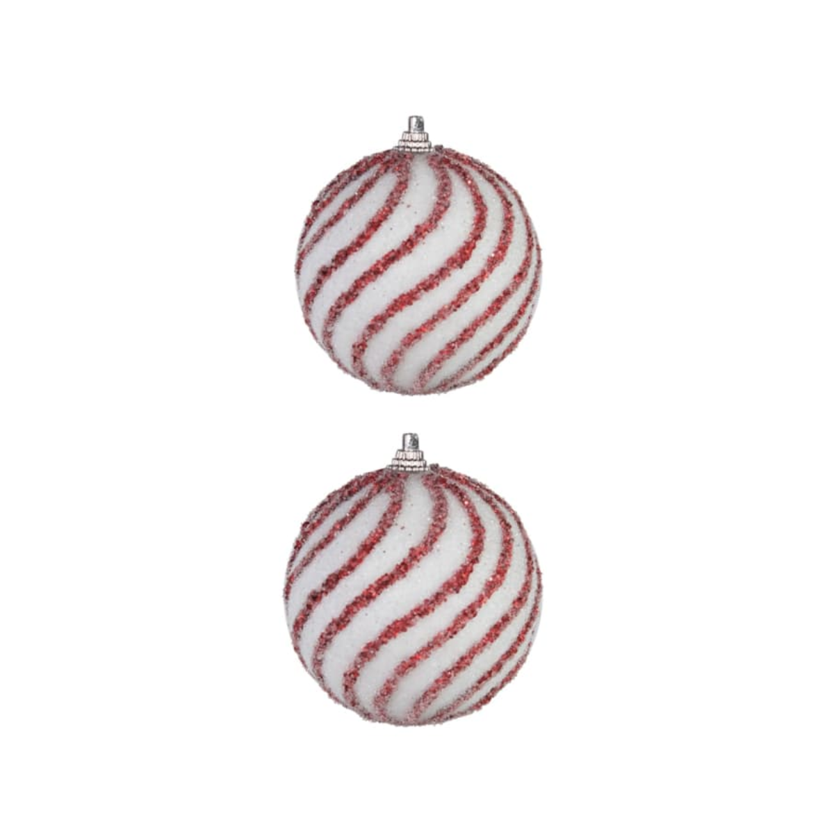 TUBO BOLA DECORADA NATAL BRANCO VERMELHO 3 UNIDADES - 8CM