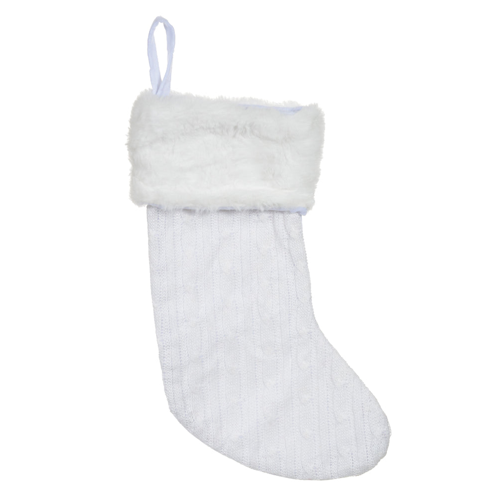 NATAL MEIA TRICO BRANCO 40CM