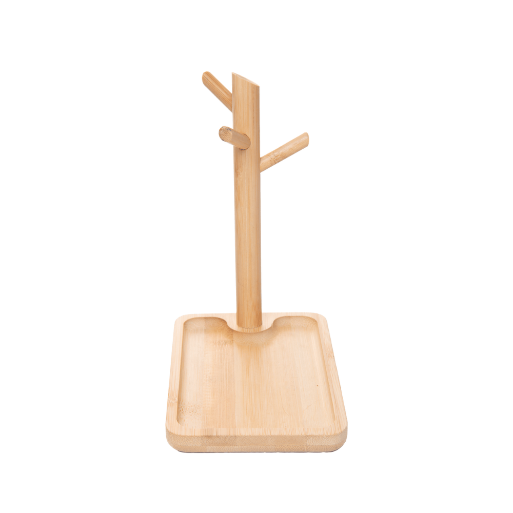 BANDEJA RETANGULAR COM SUPORTE EM BAMBU NATURAL