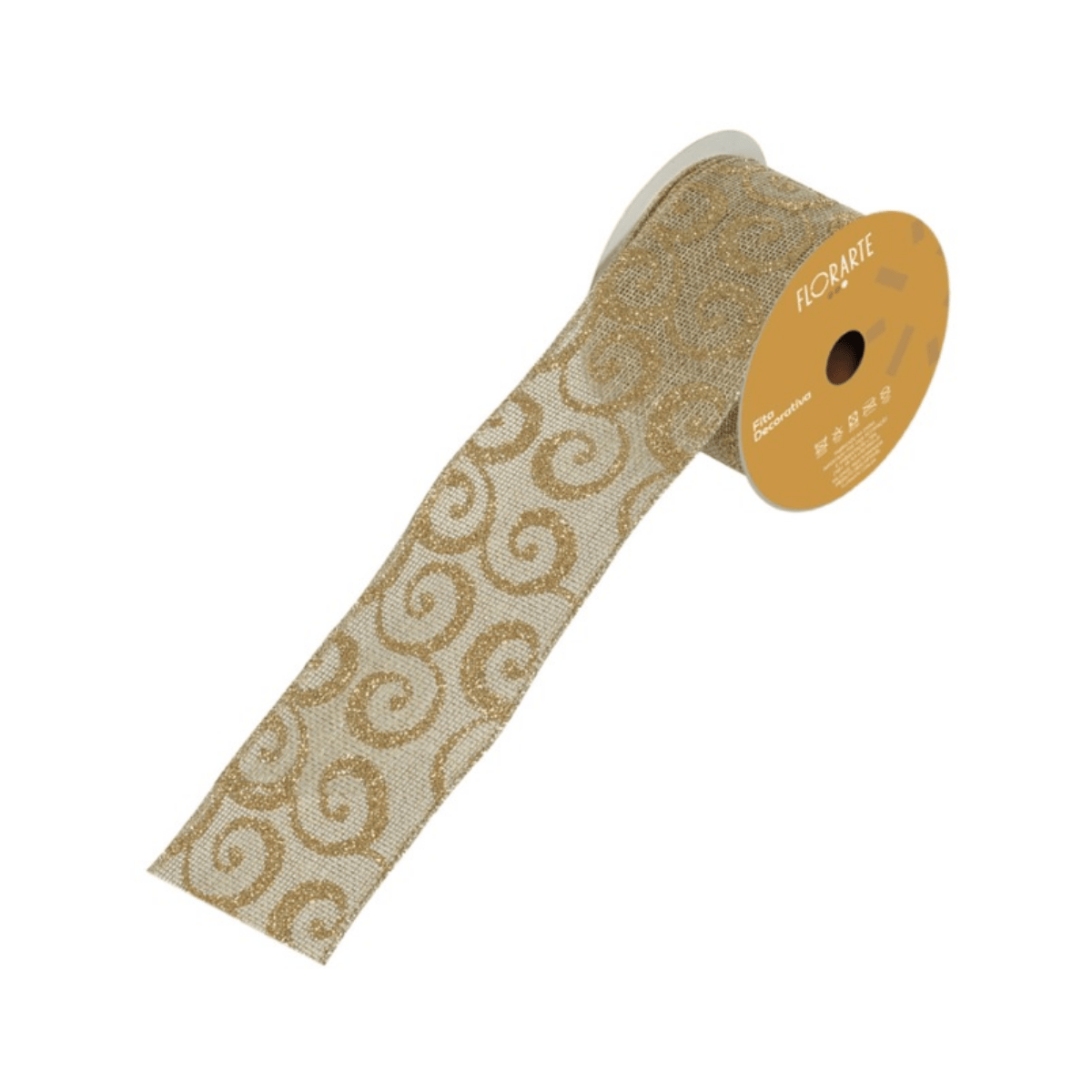 FITA ARMADA JUTA COM GLITTER BEGE CHAMPANHE - 9,14M