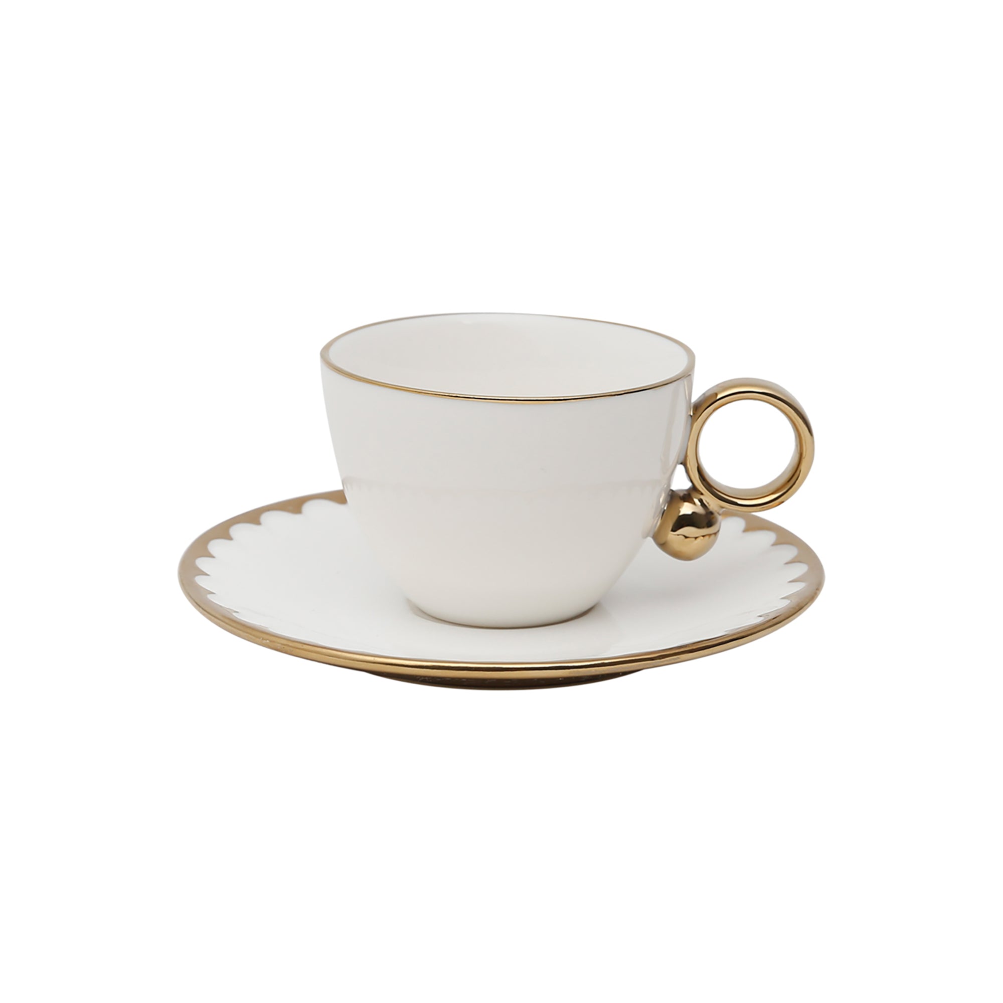 CONJUNTO COM 6 XÍCARAS DE CHÁ EM PORCELANA COM PIRES EGG - 200ML