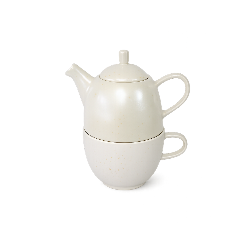 CONJUNTO BULE DE PORCELANA COM CANECA FRUTACOR PEROLA