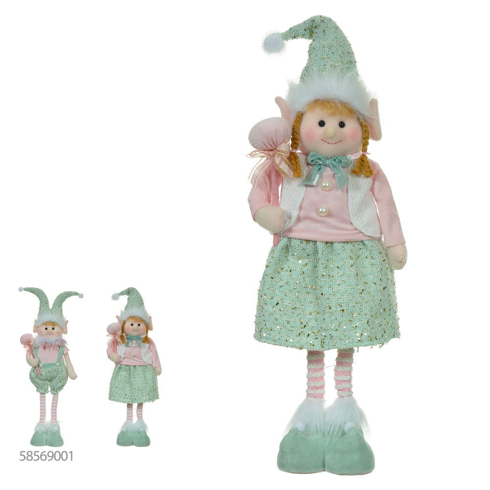 ELFO EM PÉ COM PIRULITO VERDE E ROSA 61cm