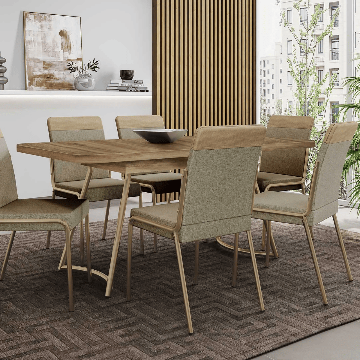 MESA EVORA 1603 – DOURADO COM NOCE