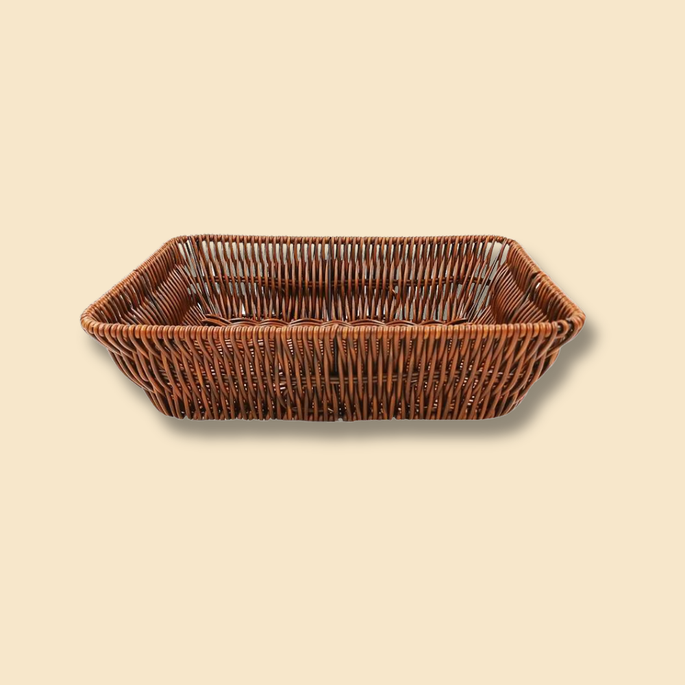 CESTA RETANGULAR DECORATIVA PALHA - 25,5CM X 20CM
