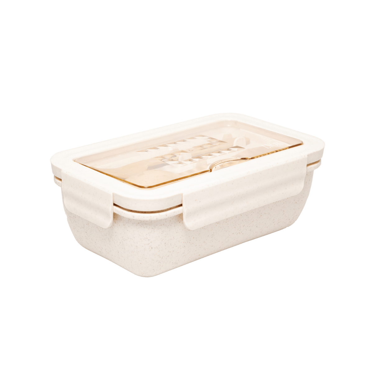 MARMITA HERMETICA COM TALHERES 1,1L OFF WHITE PP E BAMBU