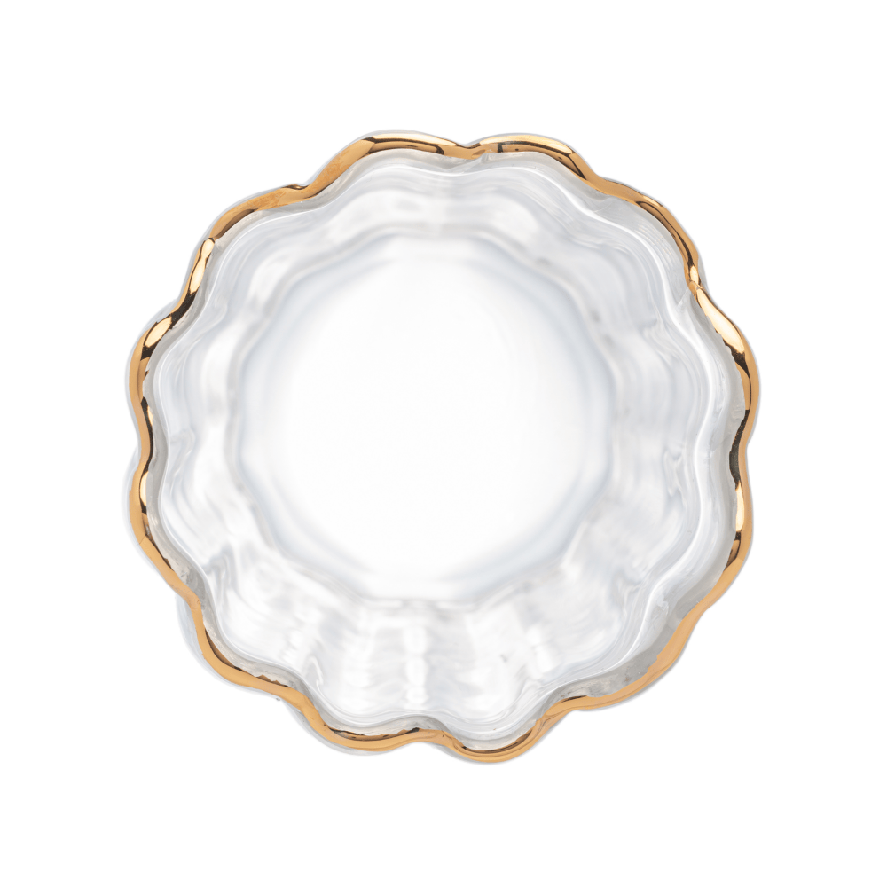 VASO DE VIDRO COM BORDA DOURADA – 10CM X 25CM