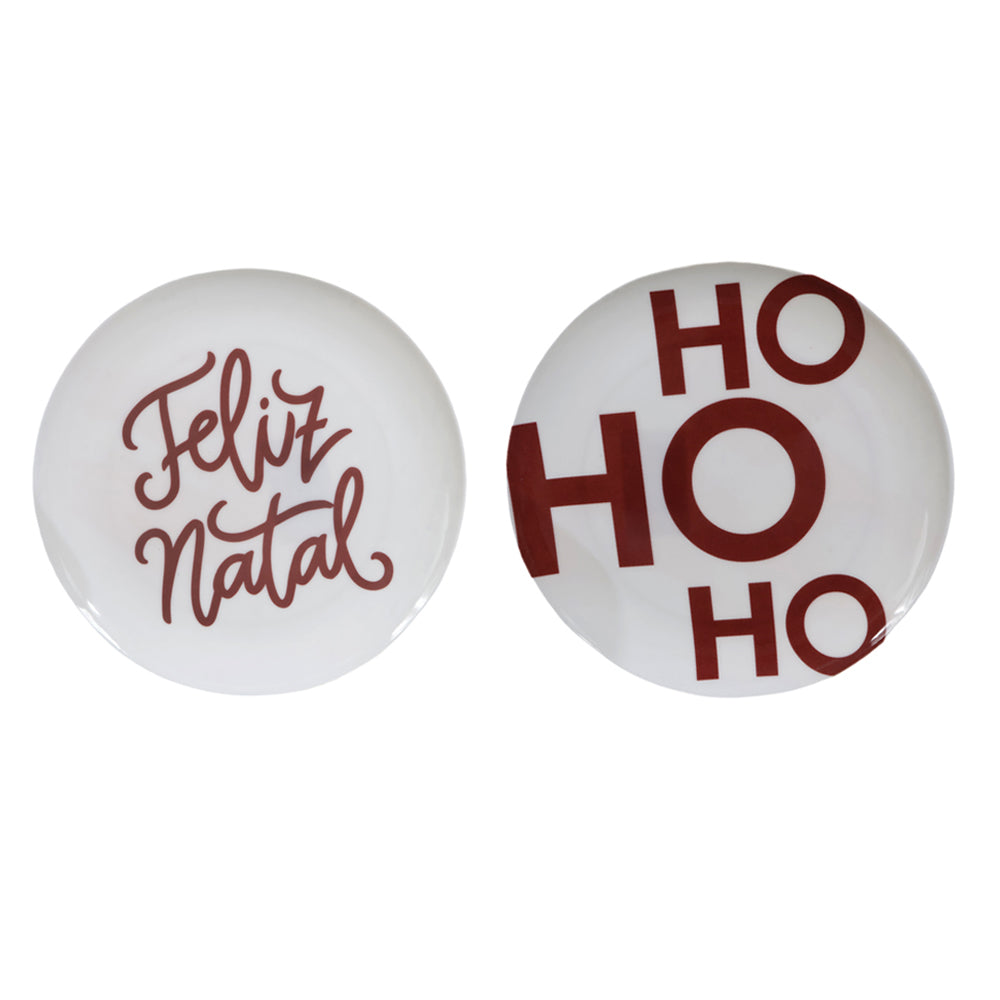 PRATO DE SOBREMESA FELIZ NATAL 1 UNIDADE