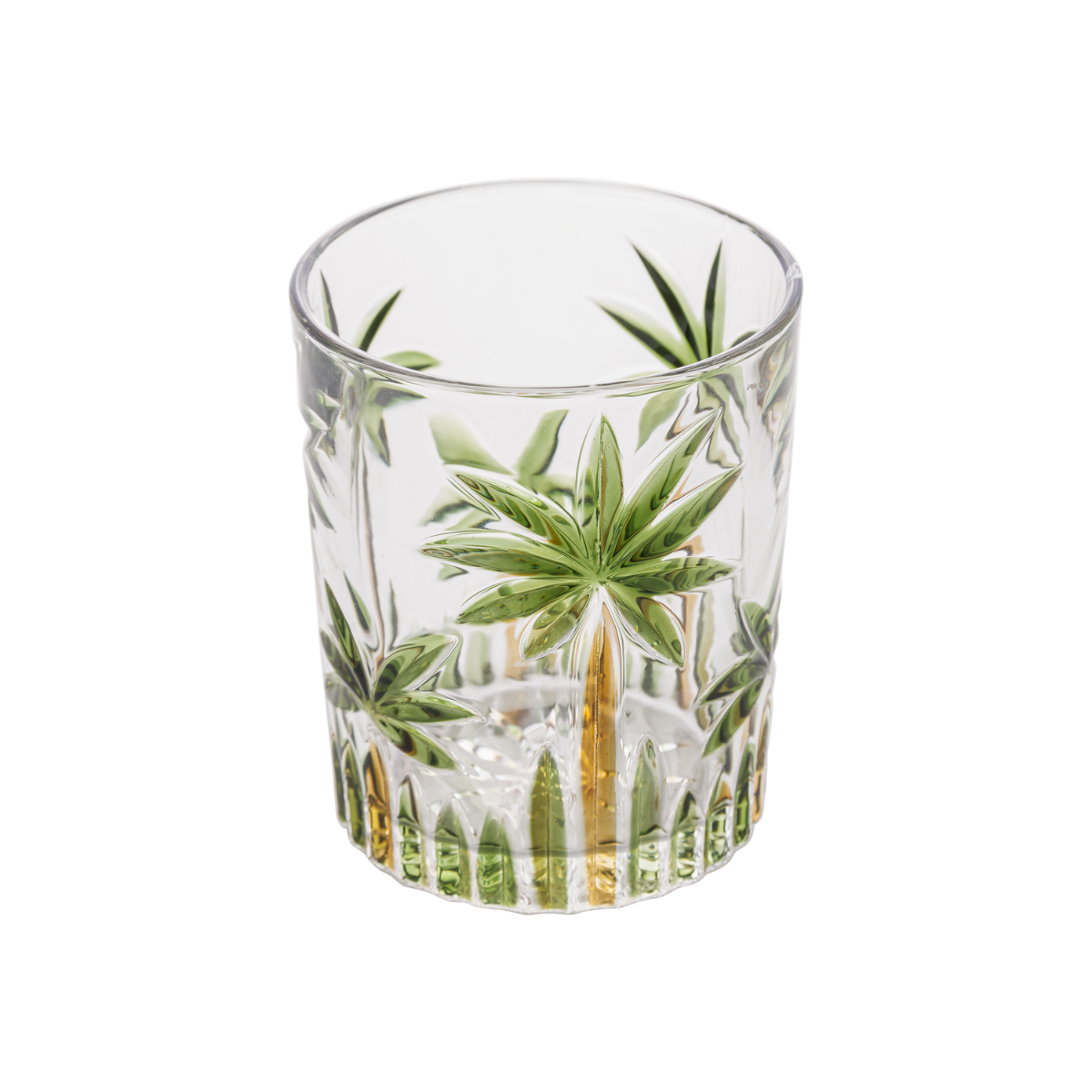 COPO BAIXO PALM TREE HANDPAINT 340ML CRISTAL ECOLOGICO
