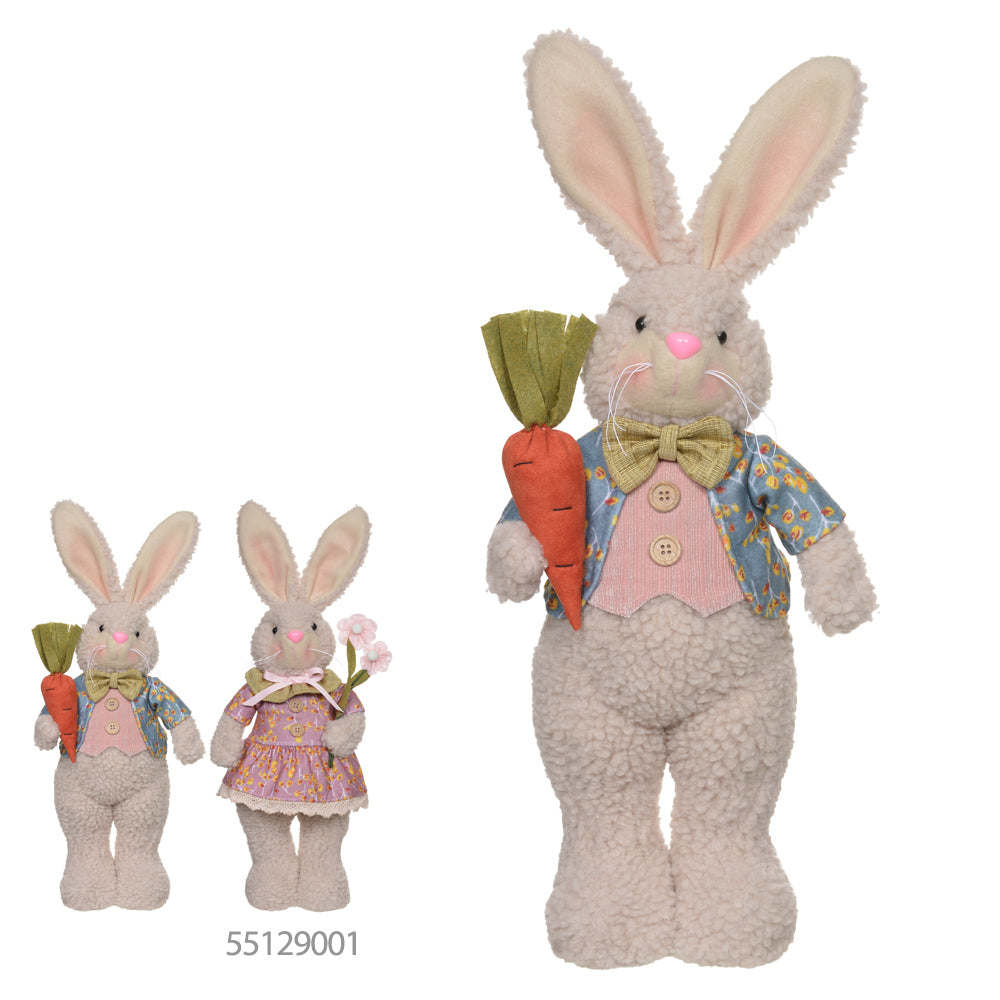 PASCOA BONECO COELHO MACHO EM PÉ COM CENOURA (COLORIDO) 53CM