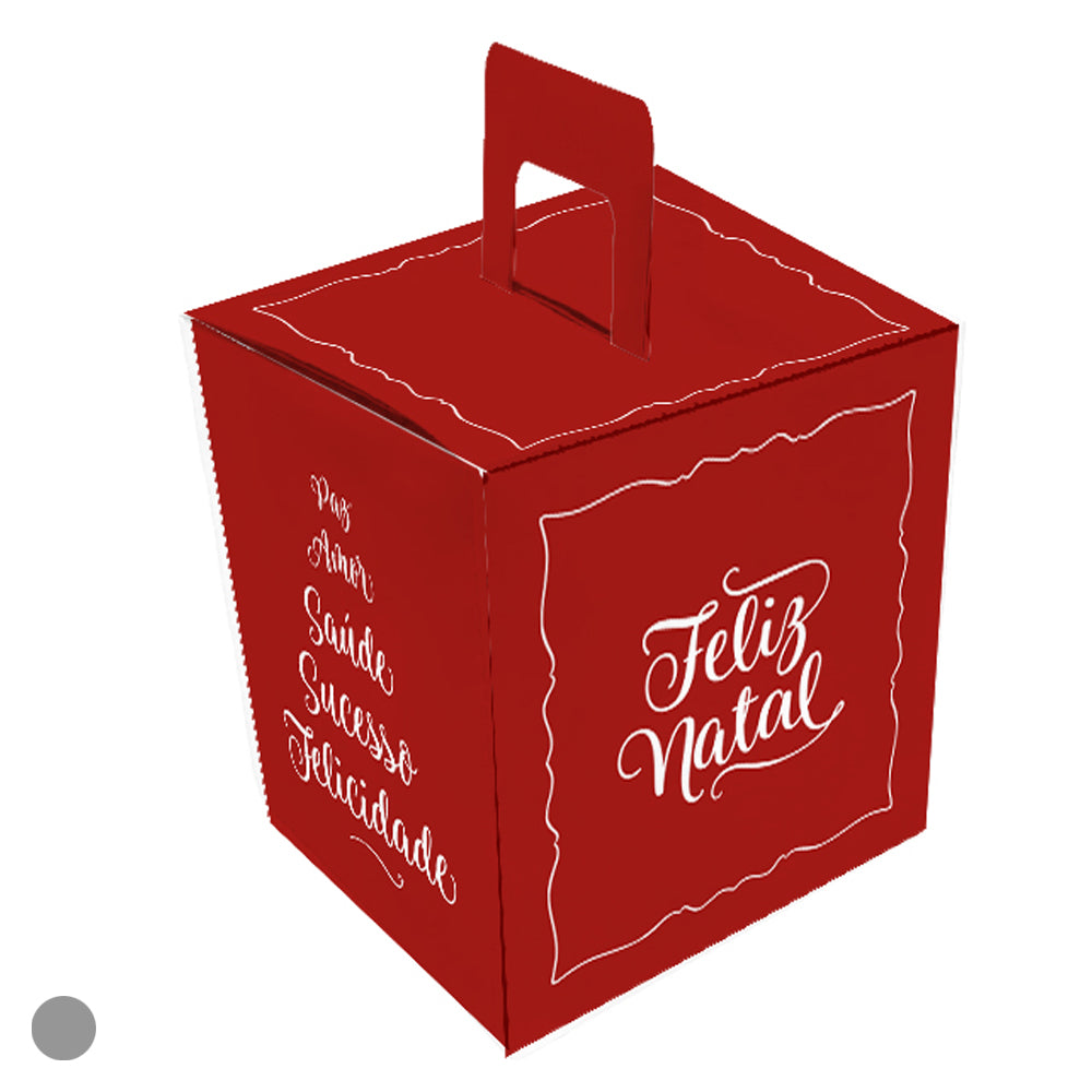 CAIXA PARA PANETONE VERMELHO FELIZ NATAL