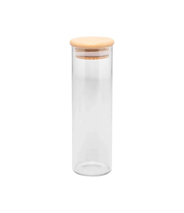 POTE DE VIDRO COM TAMPA DE BAMBU 210ML