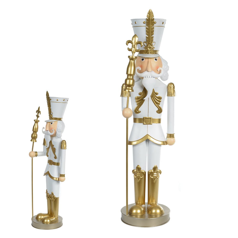 QUEBRA NOZES DE NATAL METAL DOURADO E BRANCO