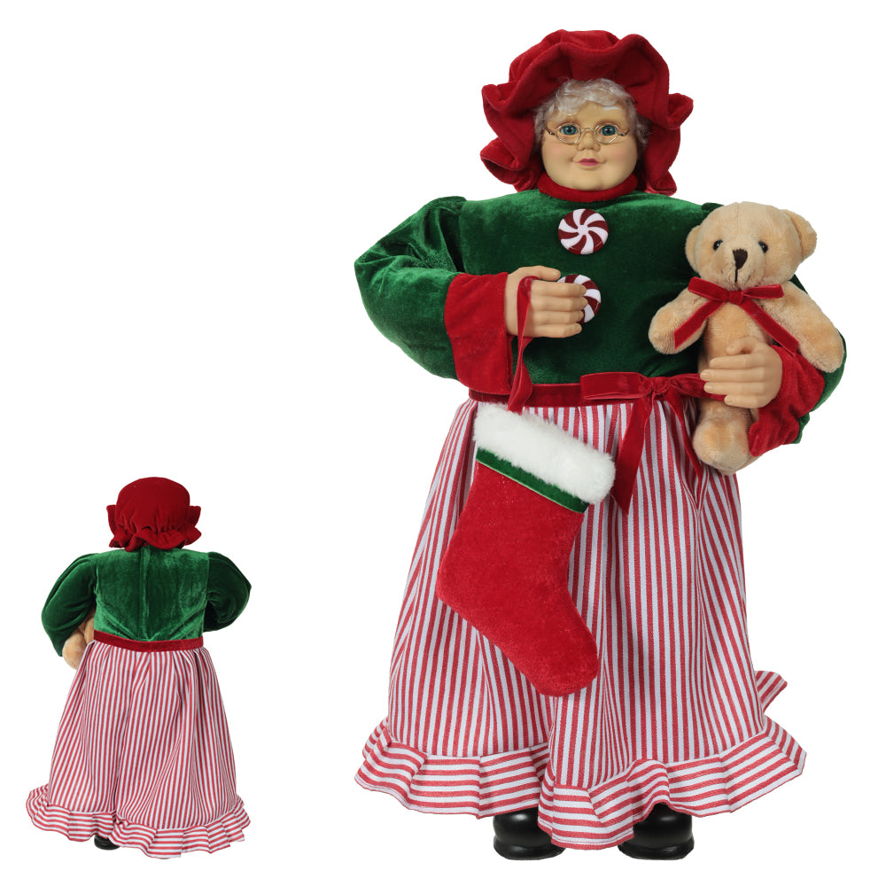MAMAE NOEL EM PE 45CM VERDE VERMELHO