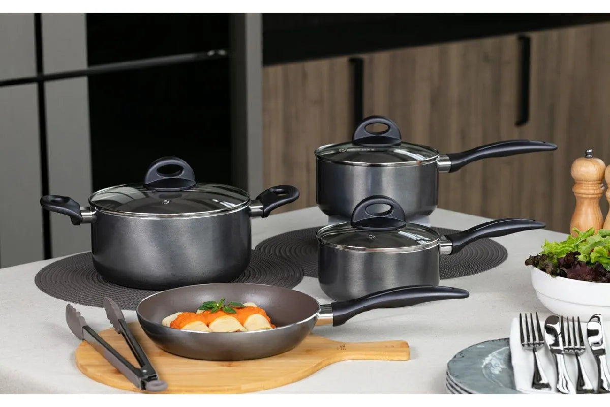 Jogo de Panelas Brinox Antiaderente Ceramic Life 4 Peças Smart Plus Cinza