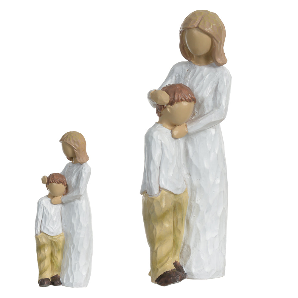 ESCULTURA DECORATIVA RESINA MAE E FILHO (COLORIDO) 12CM 4,5D