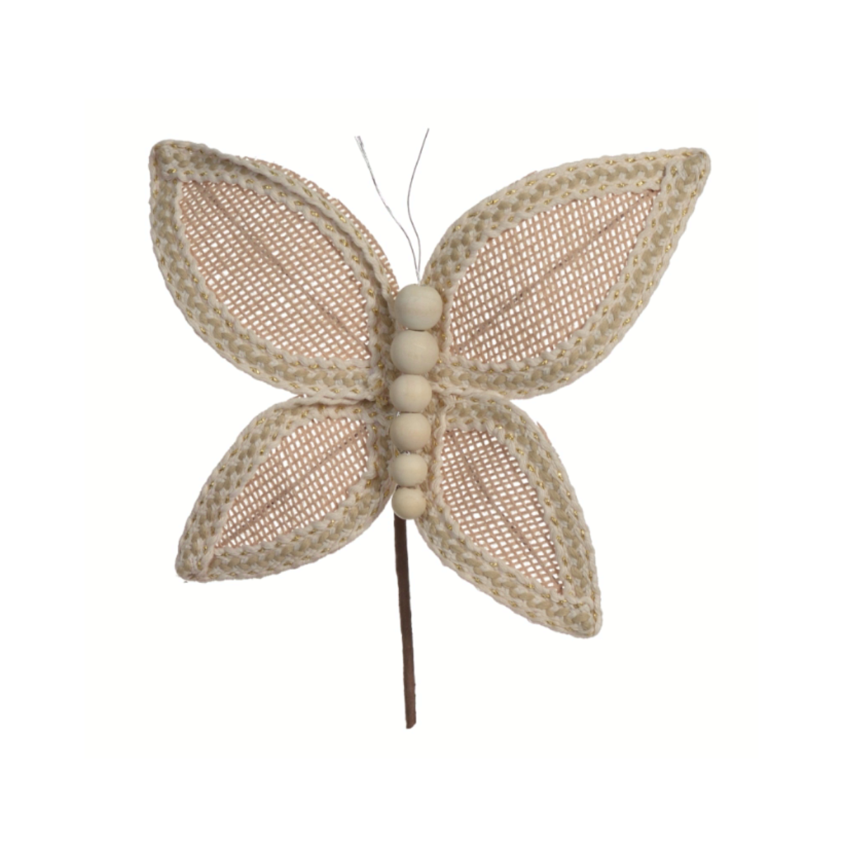 HASTE BORBOLETA RUSTICO BEGE - 17CM