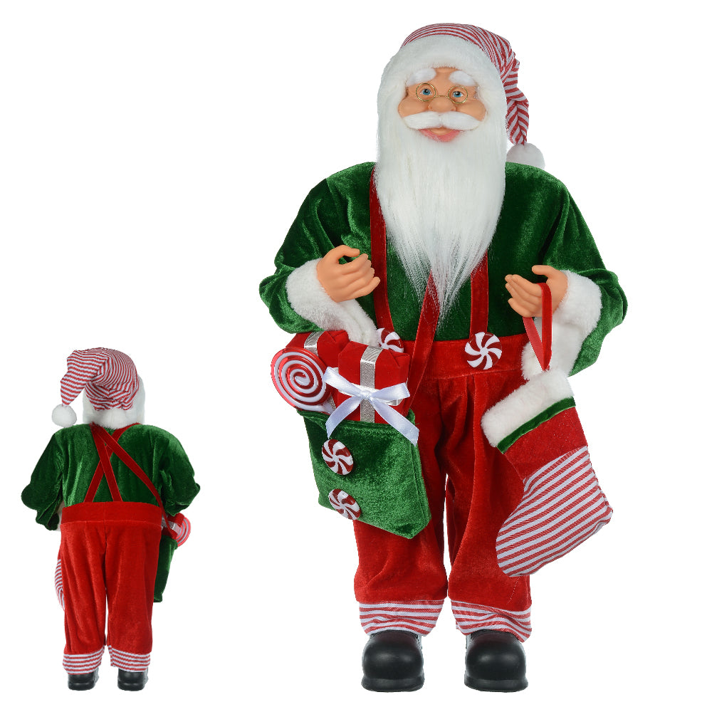 PAPAI NOEL EM PE 60CM VERDE VERMELHO