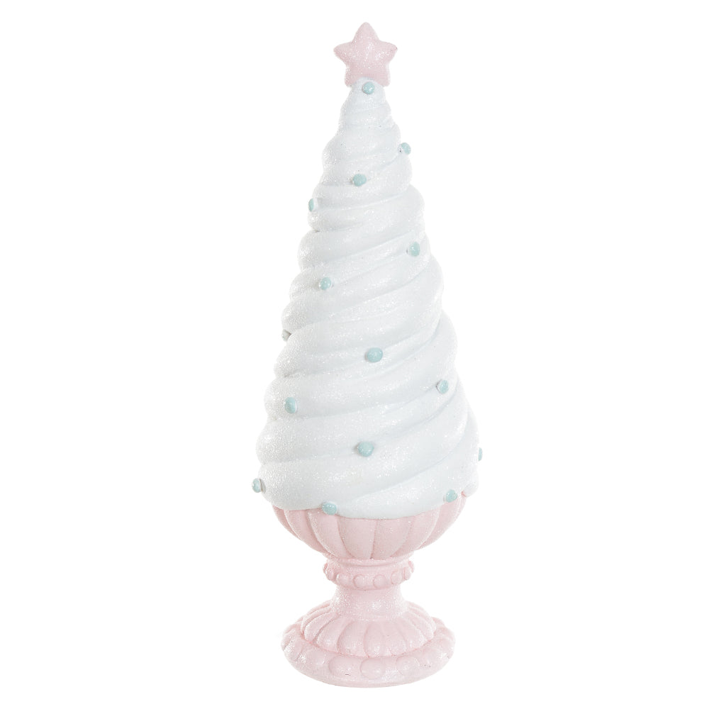 ARVORE RESINA BRANCO E ROSA 25,5CM