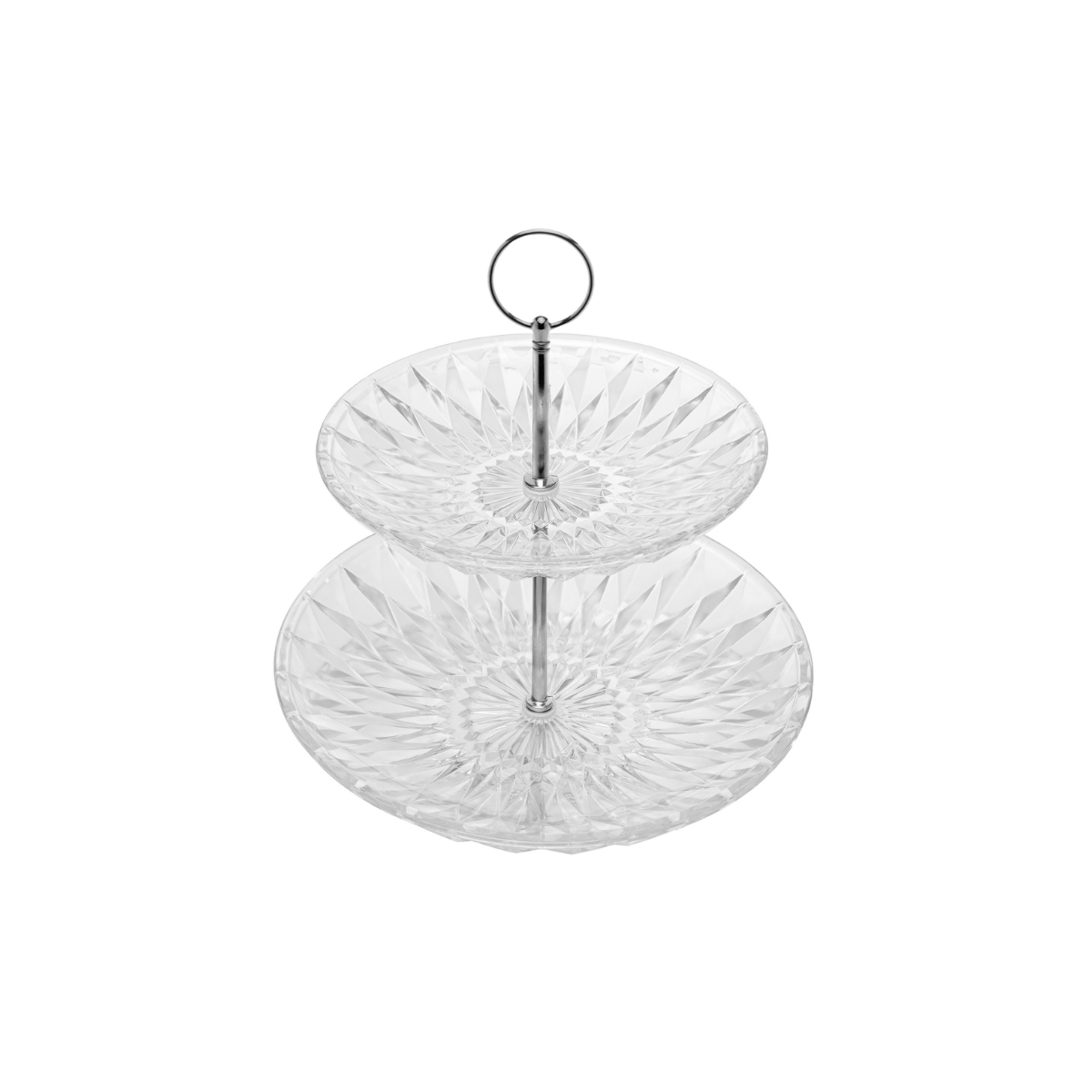 PORTA DOCES DE VIDRO 2 ANDARES DIAMOND 25CM
