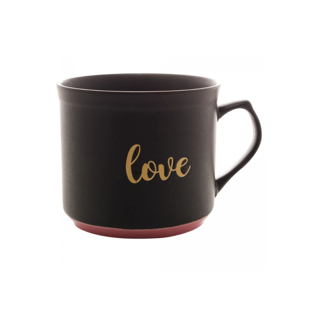 CANECA CERAMICA LOVE PRETO MATT/ROSA 660ml