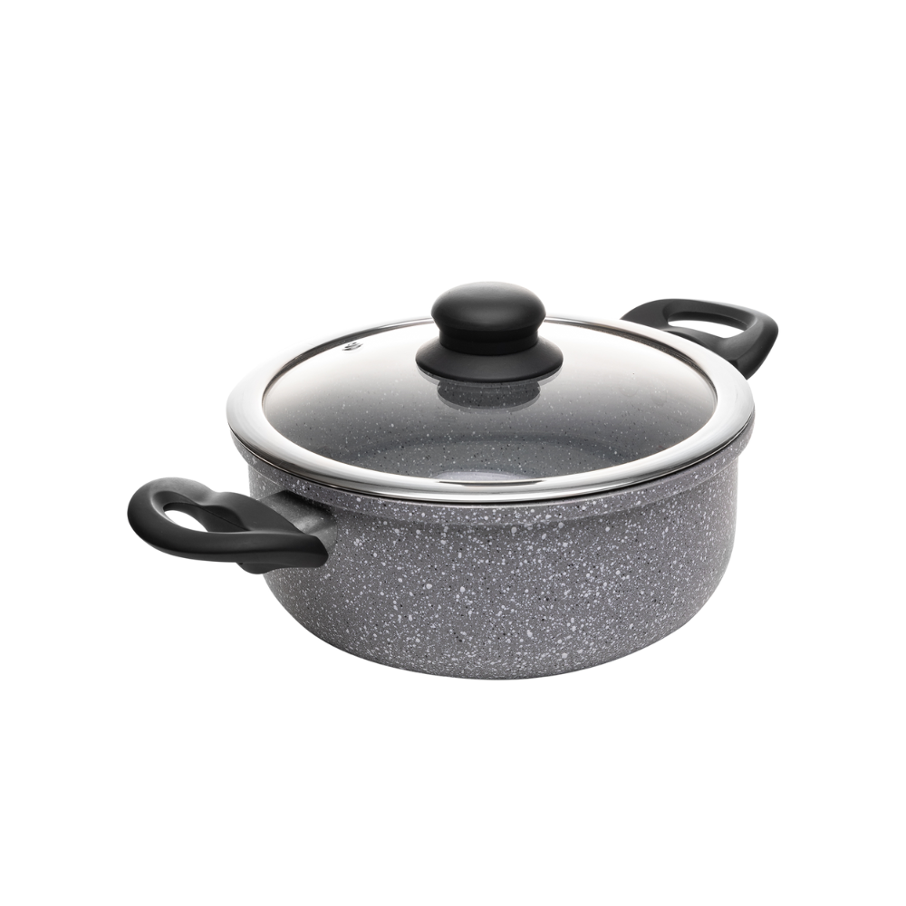 JOGO DE PANELAS DE INDUCAO 5 PECAS ALUMINIO GRANILITE CINZA COM REVESTIMENTO CERAMICO