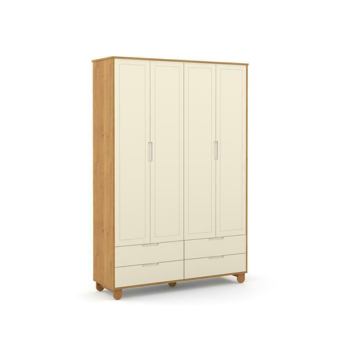 ROUPEIRO 4 PORTAS ZUPY CLEAN SM LAQUEADO FREIJÓ/OFF WHITE/ECO WOOD