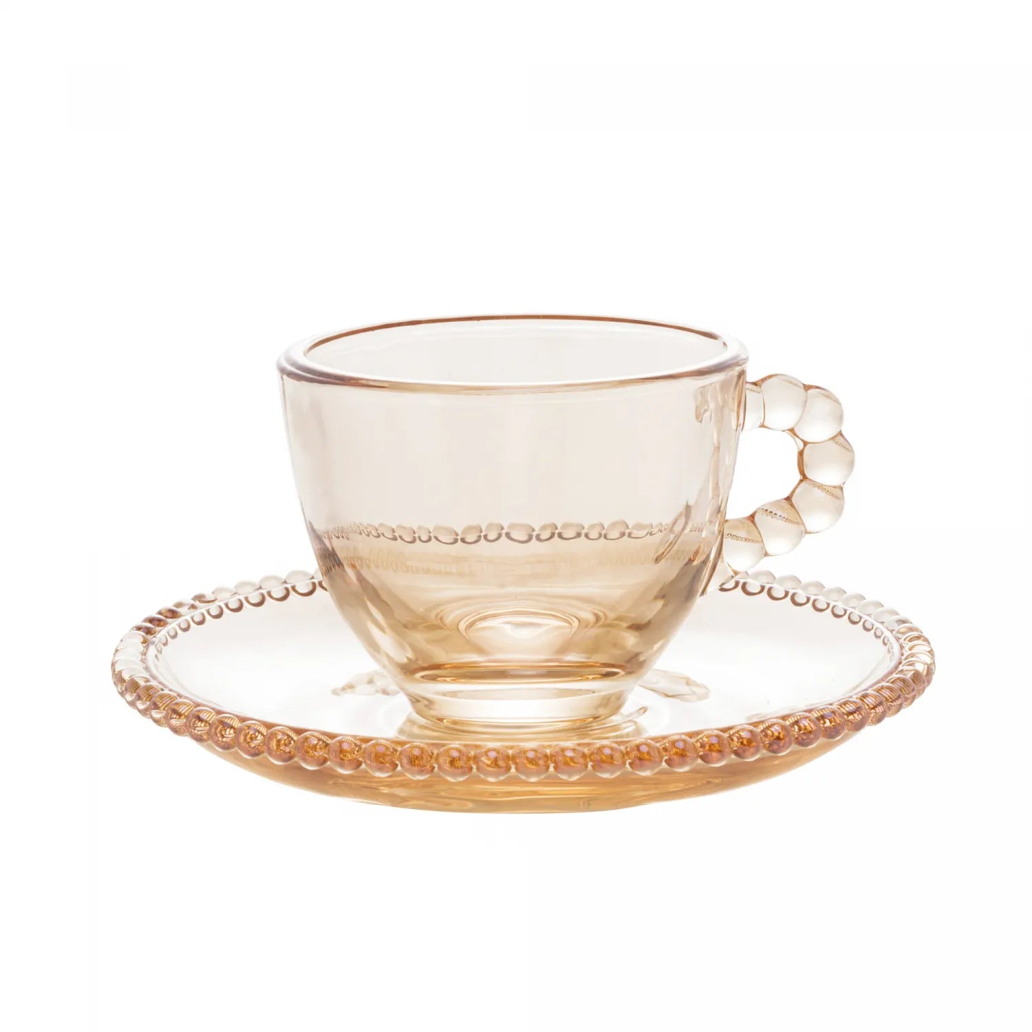 CONJUNTO 4 XÍCARAS CAFÉ CRISTAL DE CHUMBO COM PIRES PEARL AMBAR METALIZADO 80ML
