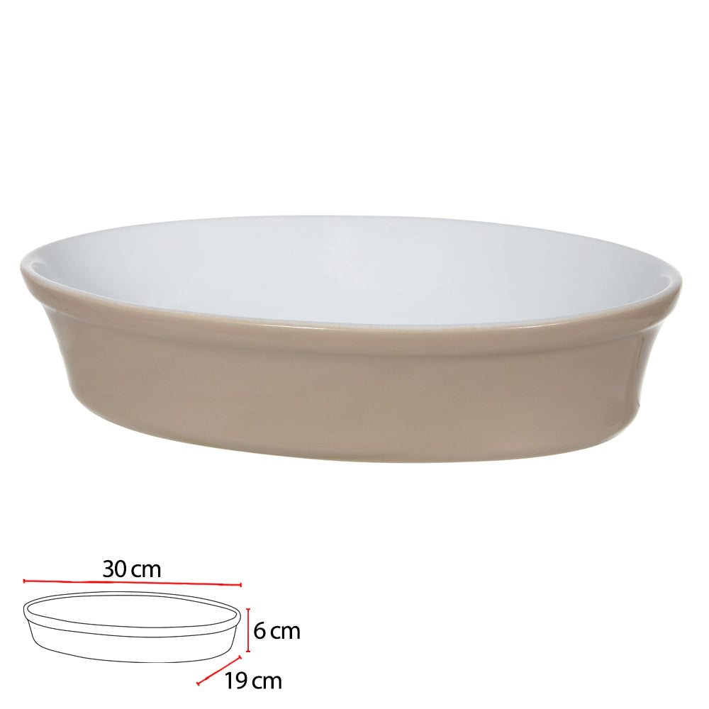 REFRATARIO CERAMICA 1300ml 6X19X30cm OVAL LISA (BEGE)