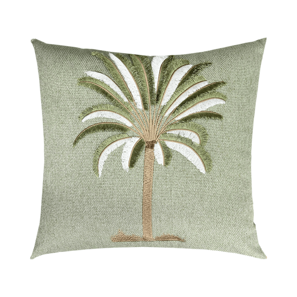 ALMOFADA EM LINHO VERDE COM BORDADO – 50CM X 50CM