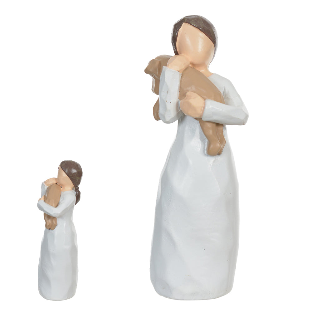ESCULTURA DECORATIVA RESINA MENINA E CACHORRO (COLORIDO) 11,5CM 3,8D