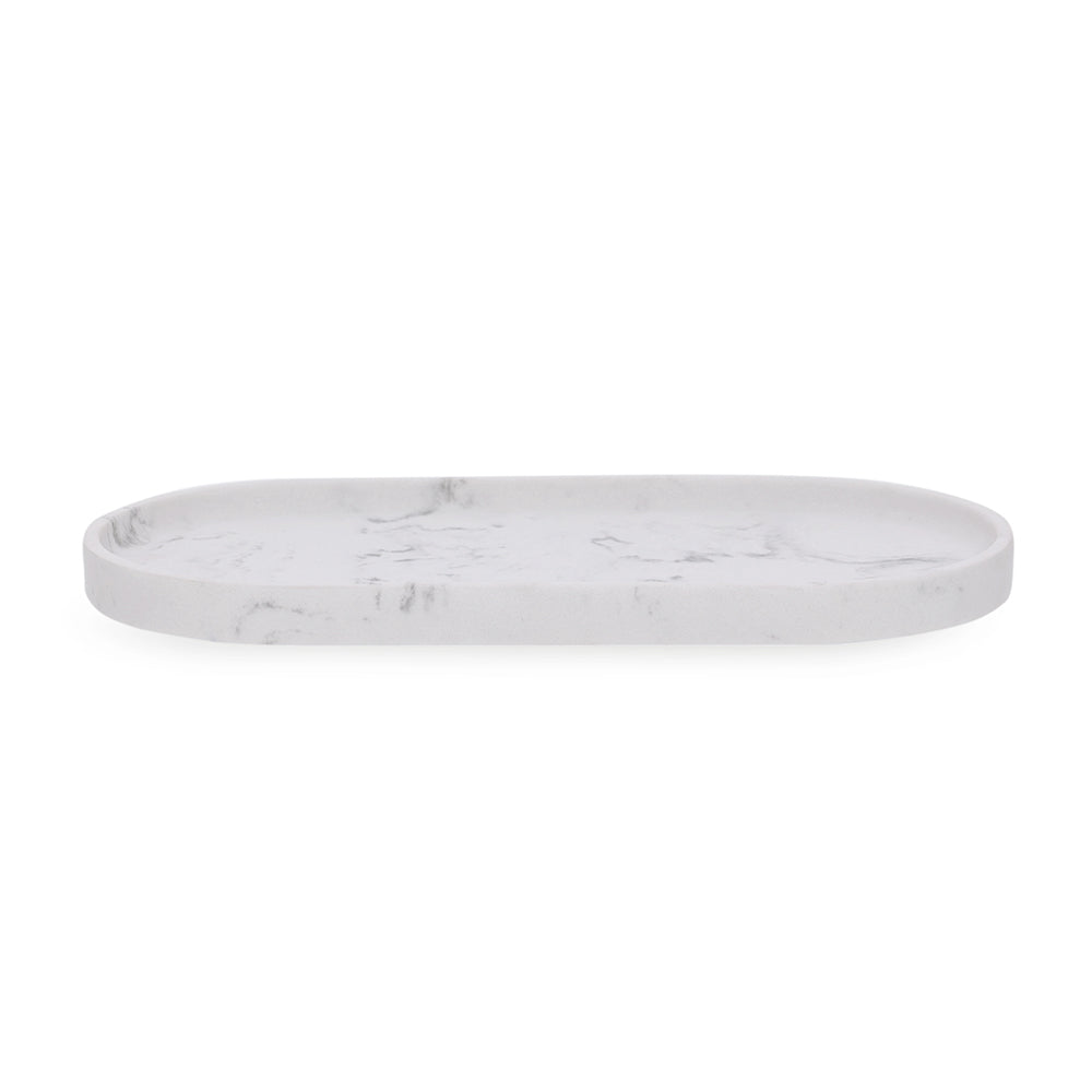 BANDEJA EM POLIRRESINA BRANCO MARMORIZADO – 30CM