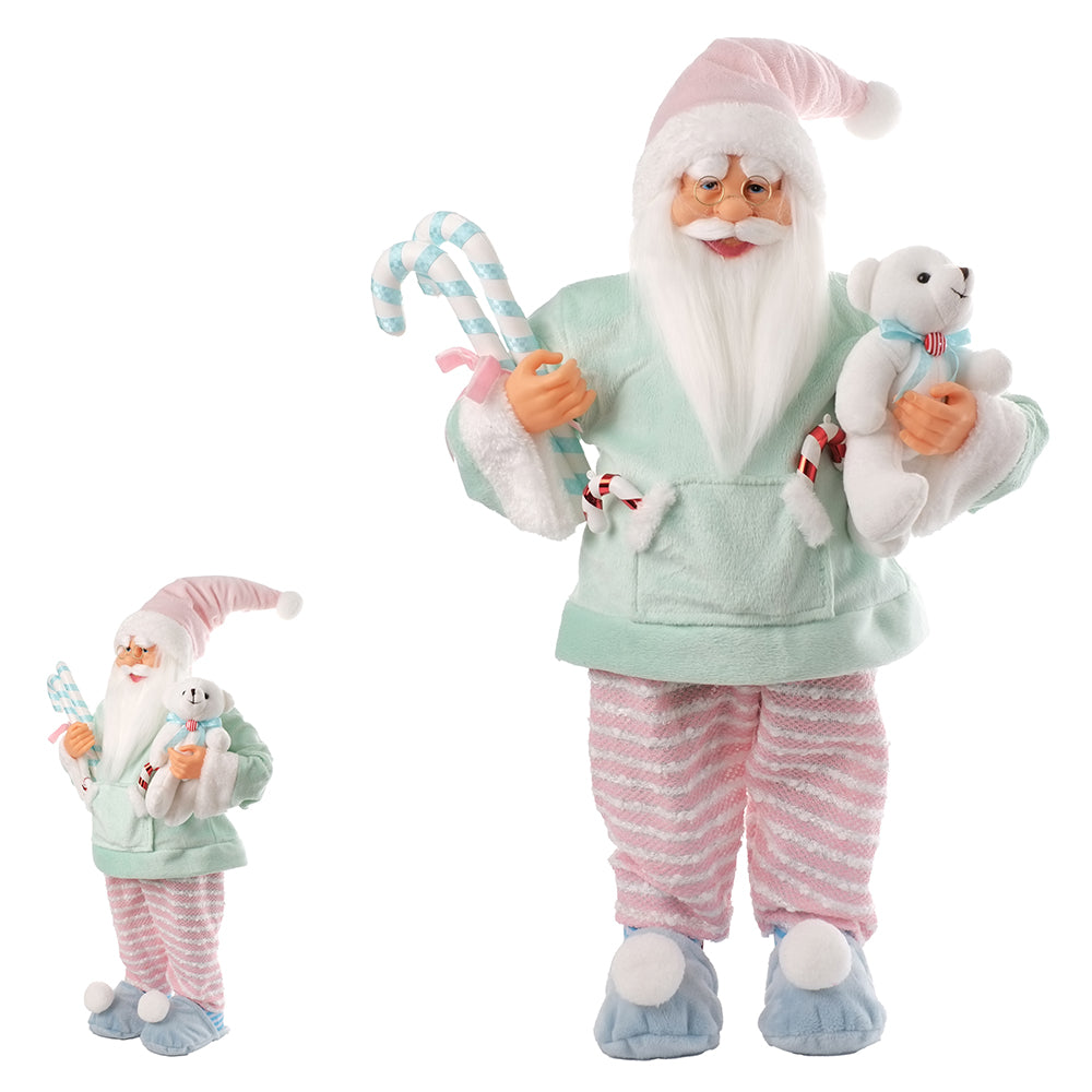 PAPAI NOEL DE PIJAMA VERDE E ROSA 60CM