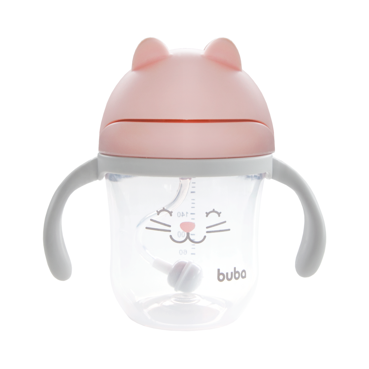 COPO GATINHO COM CANUDO ROSA