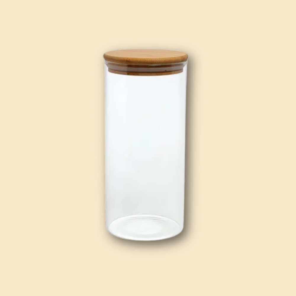 POTE HERMETICO BOROSSILICATO COM TAMPA DE BAMBU -  1,1L