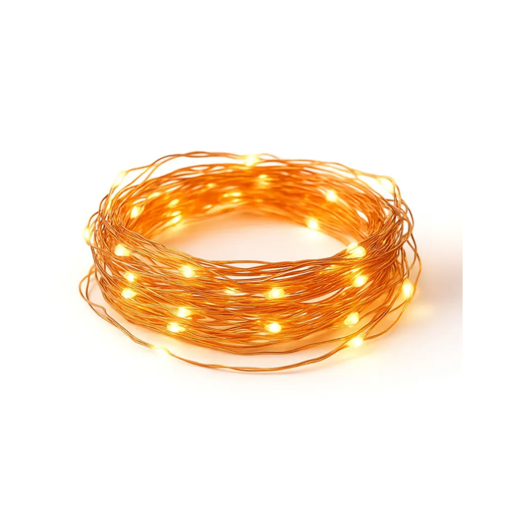 CORDAO FIO DE FADA 100 LEDS BRANCO QUENTE BIVOLT - 10M