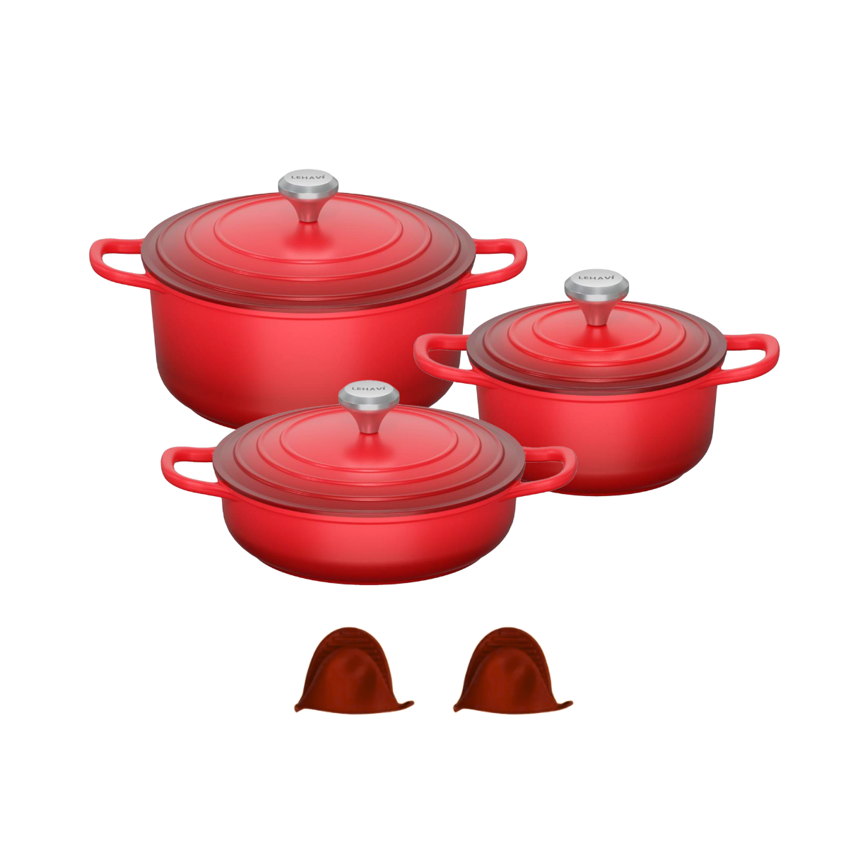 CONJUNTO DE PANELAS FLORENÇA COMPATÍVEL COM INDUÇÃO – 3 PEÇAS + ACESSÓRIO – VERMELHO