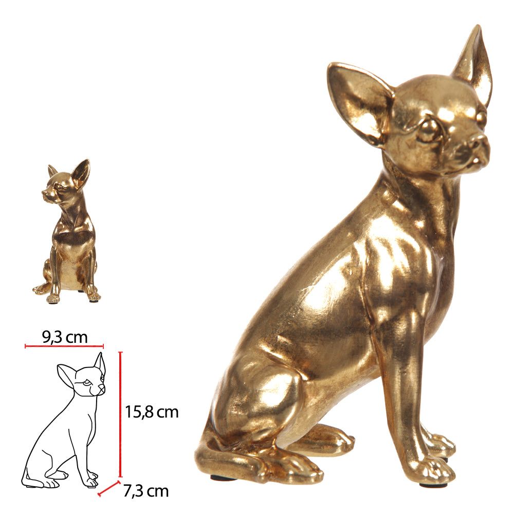 ESCULTURA DECORATIVA POLIRESINA CACHORRO (DOURADO)