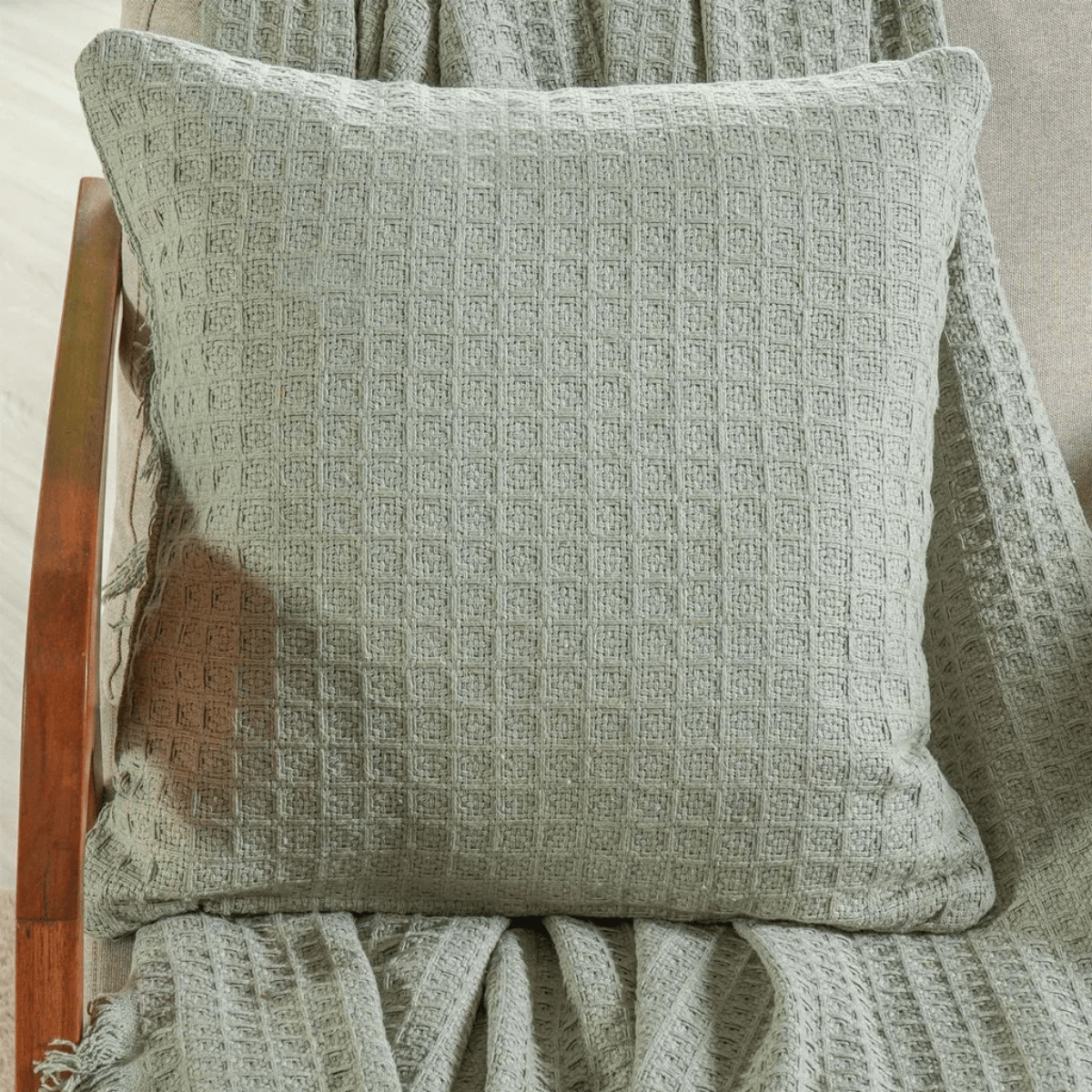 CAPA DE ALMOFADA WAFFLE 45CM X 45CM VERDE ALFAFA