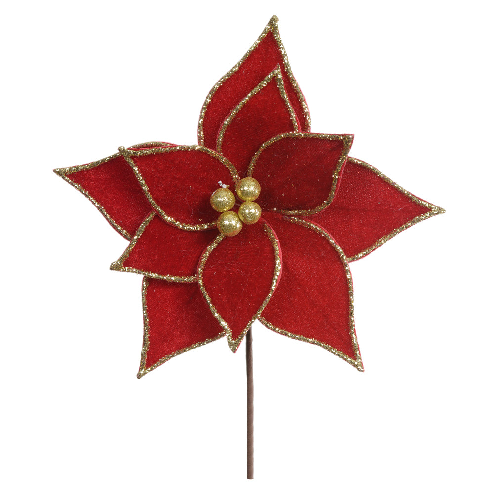 HASTE BICO DE PAPAGAIO AVELUDADO VERMELHO E DOURADO 18CM