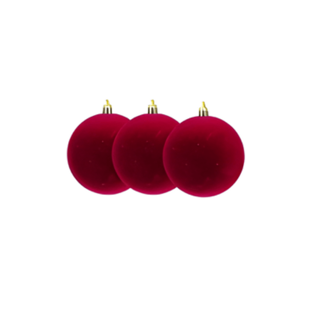 BOLA NATALINA VELUDO VERMELHO - 10CM