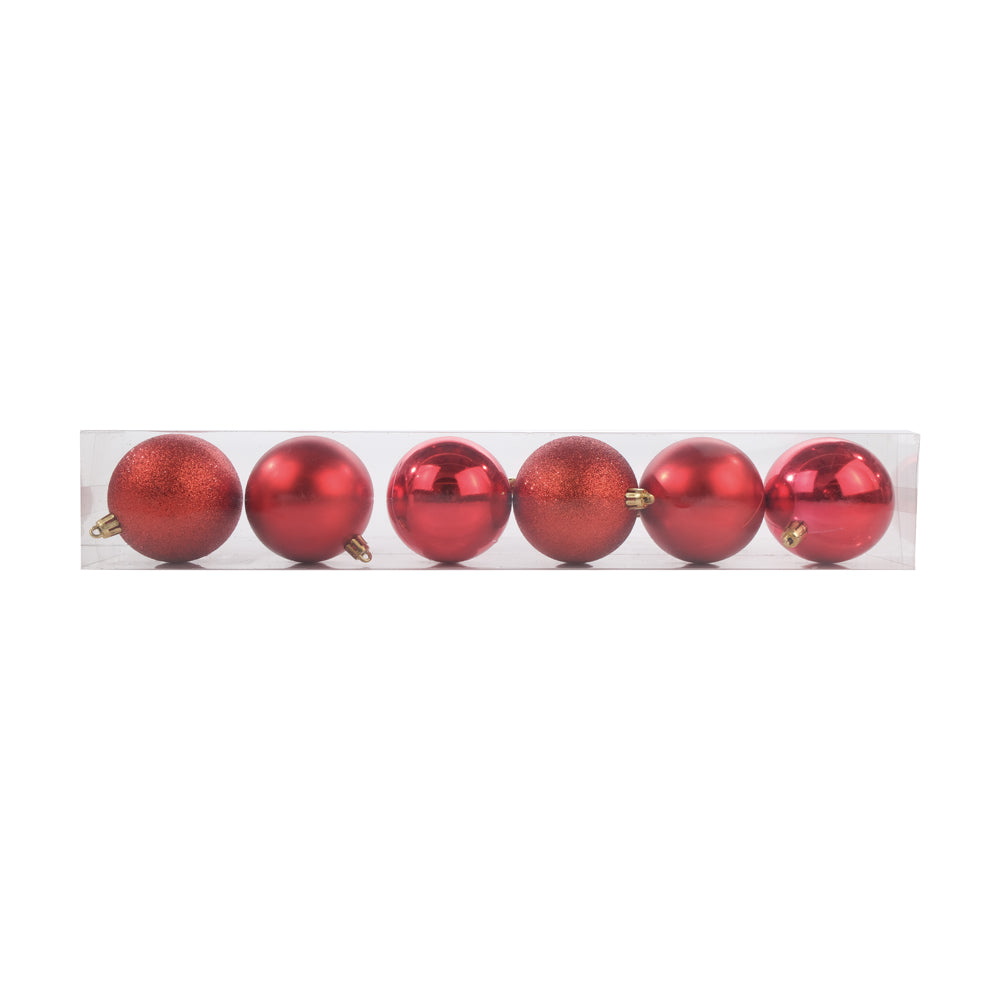 TUBO BOLAS VERMELHAS 6 UNIDADES - 10CM