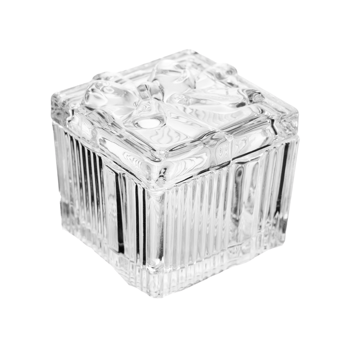POTICHE CAIXA DE PRESENTE LACO DE FITA 7,4CM X 7CM CRISTAL ECOLOGICO WOLFF
