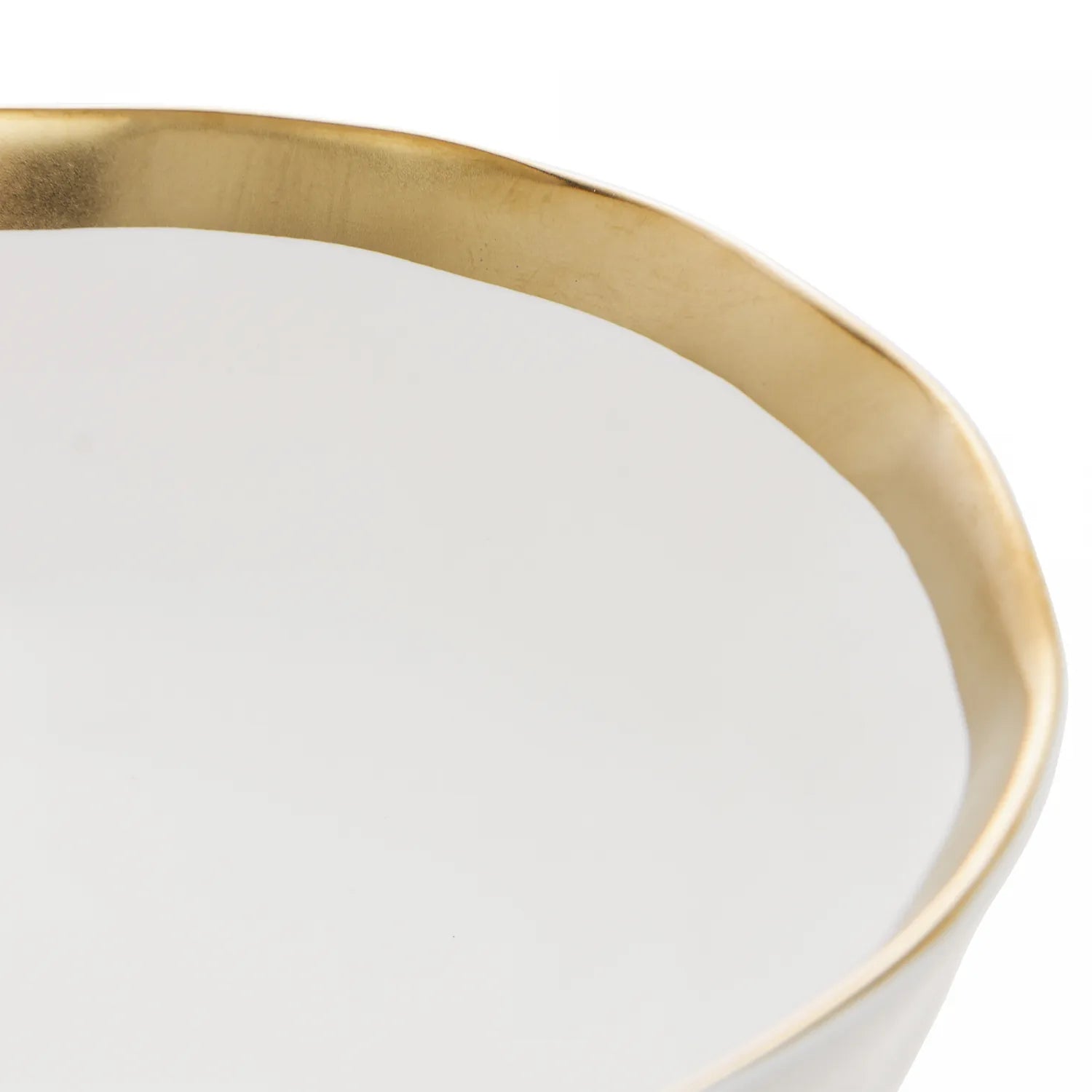 BOWL DE PORCELANA BRANCO E DOURADO DUBAI 15x7cm