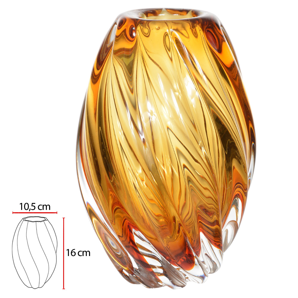 VASO DECORATIVO VIDRO TIPO MURANO (AMBAR) 16X10,5CM