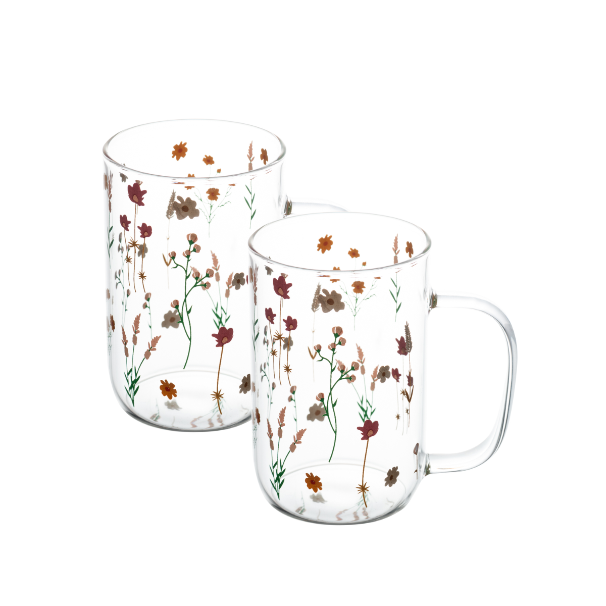 CJ 2 CANECAS DE VIDRO BOROSSILICATO RESISTENTE A CALOR BOUQUET 280ML