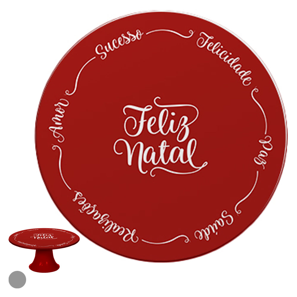 SUPORTE PARA BOLO FELIZ NATAL VERMELHO