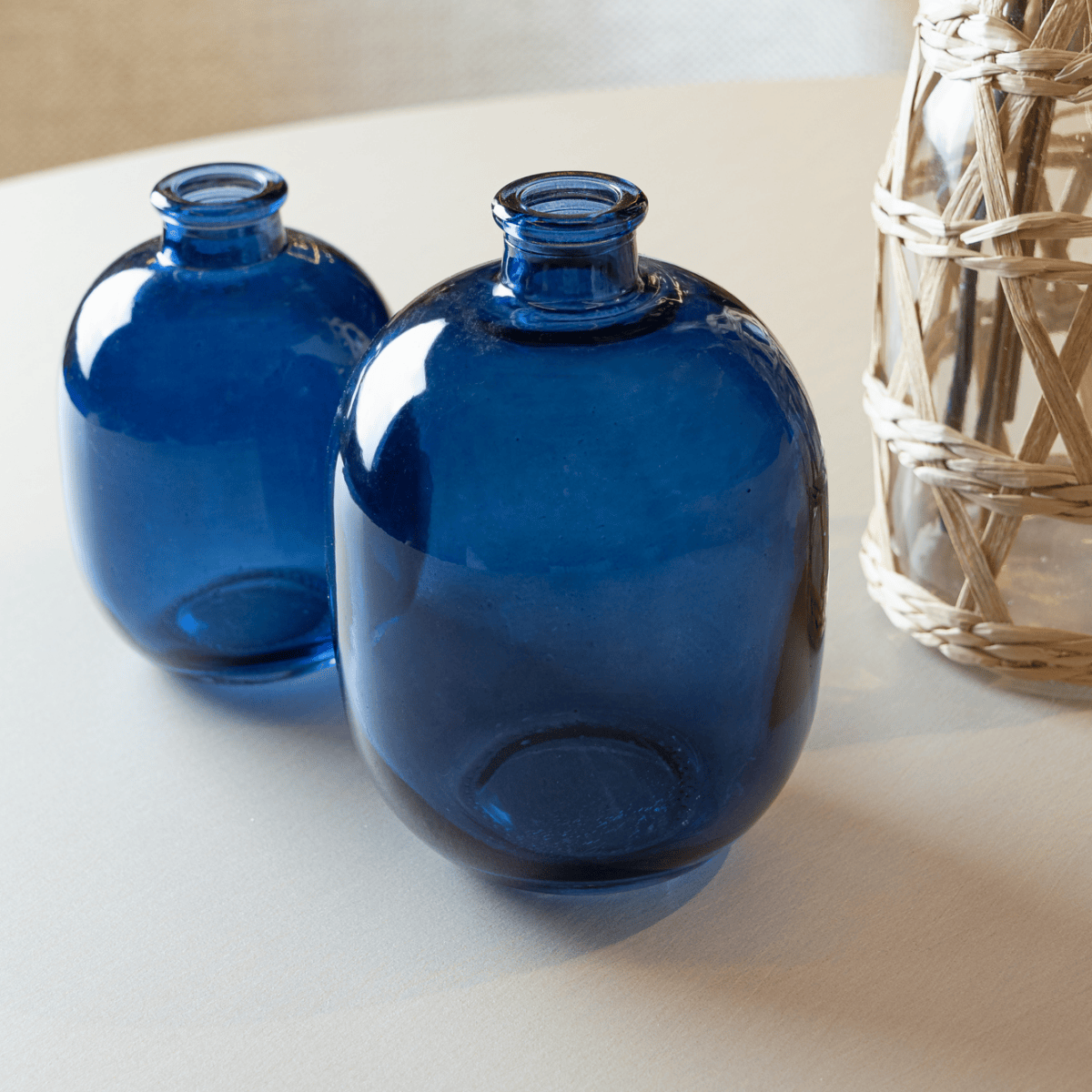 VASO HORIZON VIDRO AZUL - 14CM